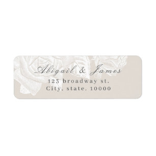 Luxe rose neutral vintage botanical return address