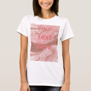 Luxe Rose Rose Or Texte personnalisé T-shirt de ba