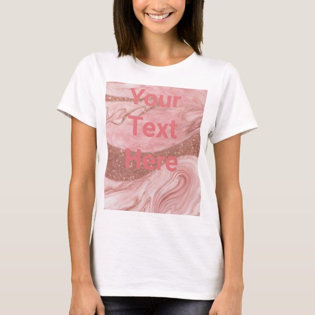 Luxe Rose Rose Or Texte personnalisé T-shirt de ba (Devant)