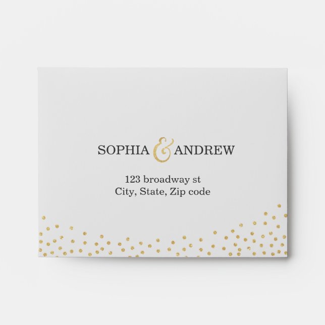 Luxe RSVP Envelope & faux gold glitter Liner (Front)