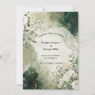Luxe Sage Emerald Wedding Floral Collage Invitation
