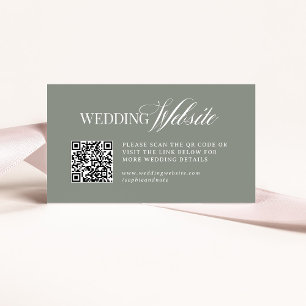Luxe Sage Green   Wedding Website QR Code Enclosure Card