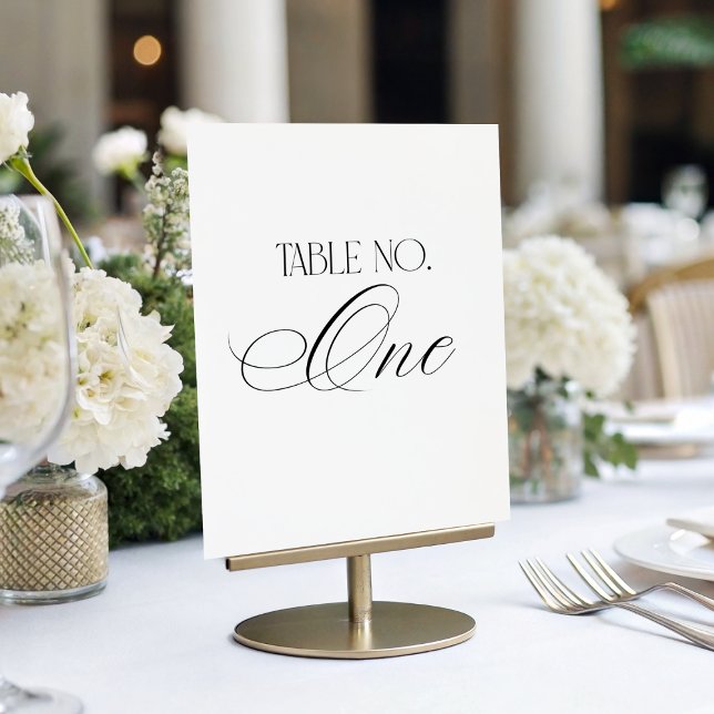Luxe Script 5x7 Wedding Table Number One Sign (Creator Uploaded)