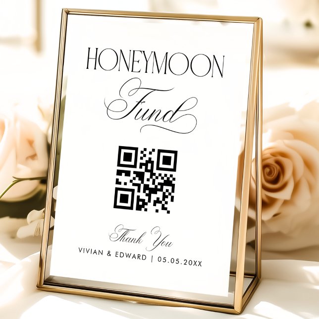 Luxe Script Timeless Wedding Honeymoon Fund Sign (Creator Uploaded)