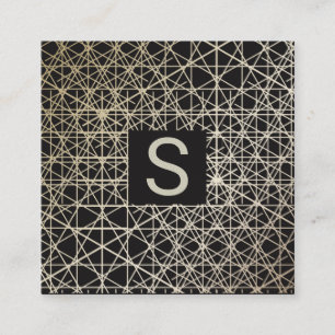 LUXE Silver Gold Minimalist Geometric Pattern Square Business Card
