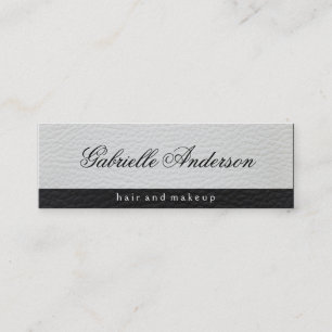 Luxe Simple White and Black Leather Mini Business Card