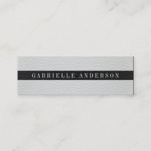 Luxe Simple White and Black Leather Mini Business Card