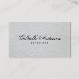 Luxe Simple White Leather Business Card
