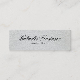 Luxe Simple White Leather Mini Business Card