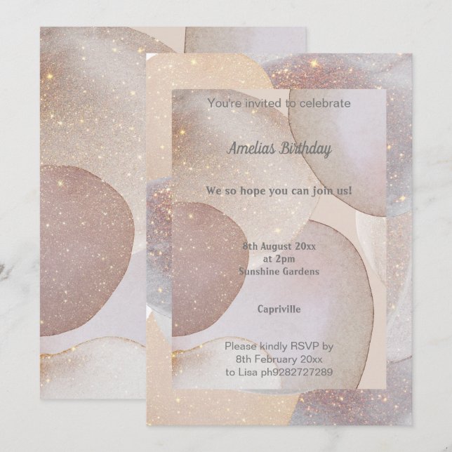 LUXE SPACE BUBBLE BIRTHDAY PARTY INVITATION (Front/Back)