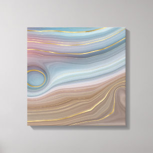 Luxe Strata   Dusty Slate Blue Taupe Pink Agate Canvas Print