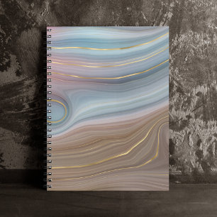 Luxe Strata   Dusty Slate Blue Taupe Pink Agate Notebook
