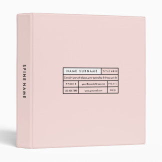 Luxe Trendy Modern Minimalist Pastel Misty Rose Binder