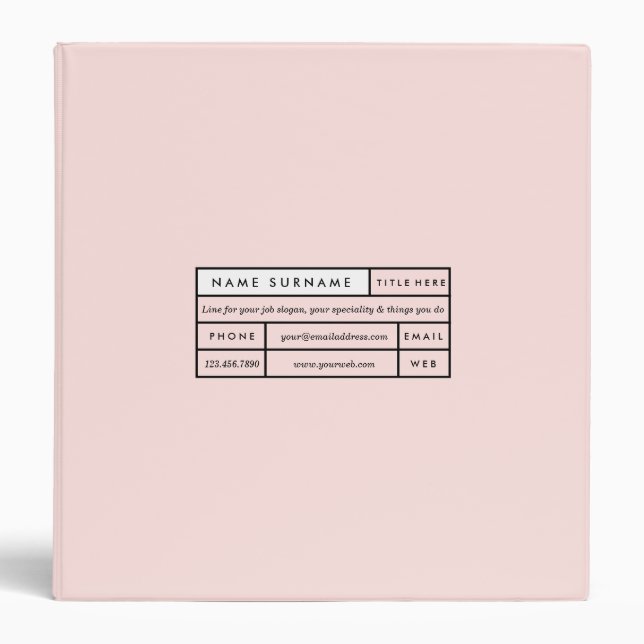 Luxe Trendy Modern Minimalist Pastel Rose 1.5" Binder (Front)