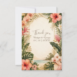 Luxe Tropical Wedding with White Plumeria Thank You Card
