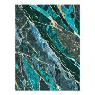 Luxe Turquoise and Gold Marble Photo Print