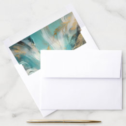 Luxe Turquoise Or Traits de Pinceau
