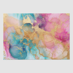 Luxe Watercolor Pink Blue and Gold Abstract Tissue Paper