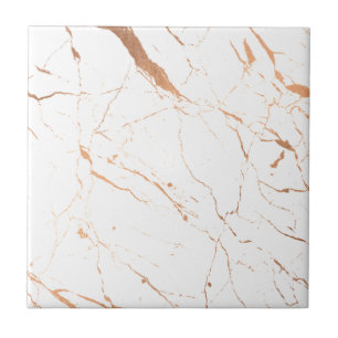 Luxe White and Rose Gold Marble Ceramic Tile