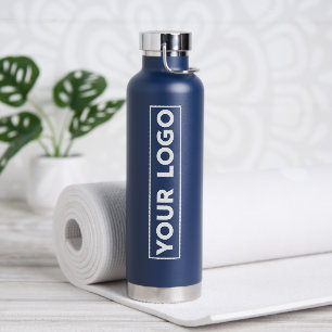 Luxe Wide Logo Navy Blue Water Bottle