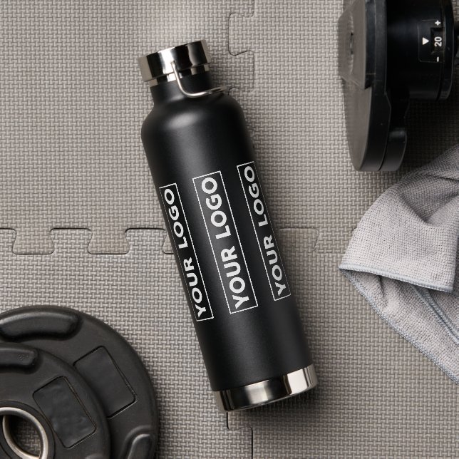 Luxe Wide Logo Pattern Black Water Bottle (Gym)