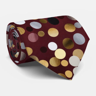  Luxe Wine Red with Gold & Silver Dot  Tie