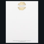 Luxe Wood Effect Art Letterhead<br><div class="desc">Coordinates with the Luxe Wood Effect Art Business Card Template by 1201AM. A faux gold tree ring motif is combined with your name or business name for an elegant aesthetic on this beautiful letterhead template. The organic nature of the tree ring creates an intriguing and unexpected art piece to help...</div>