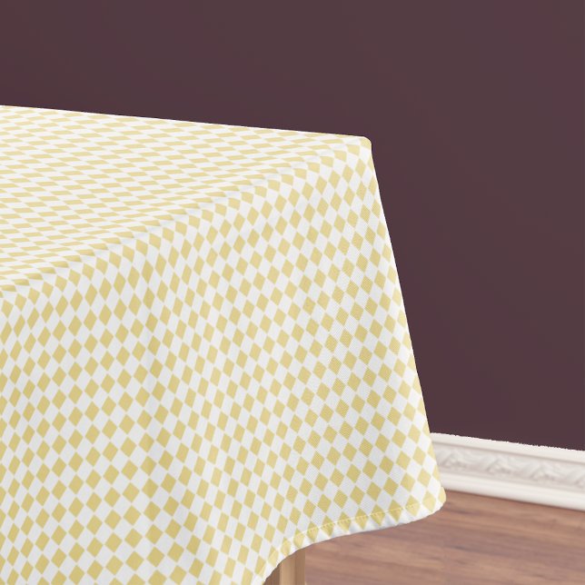Luxe Yellow Gold White Chequered Pattern Retro Tablecloth (Luxe Yellow Gold White Checkered Pattern Retro Tablecloth)
