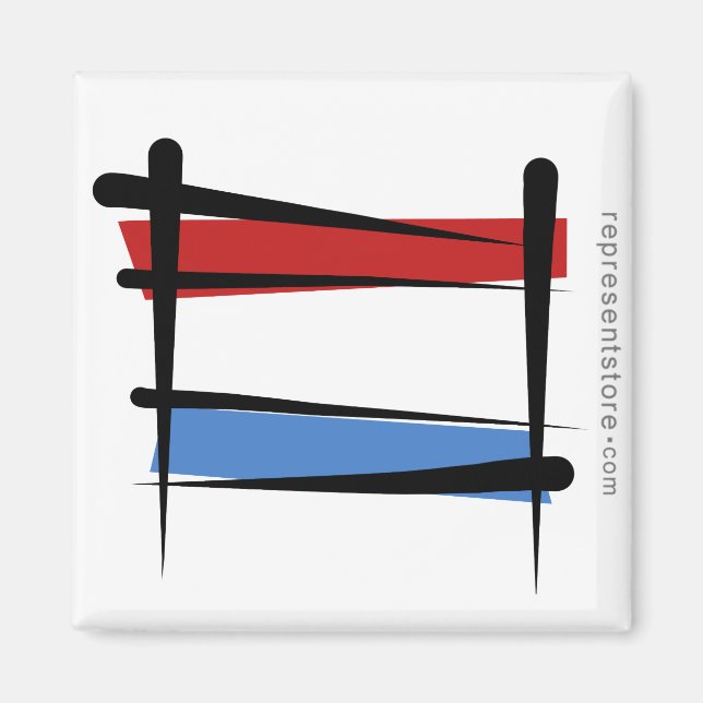 Luxembourg Brush Flag Magnet (Front)
