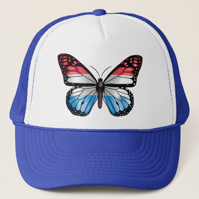Luxembourg butterfly monarch flag trucker hat (Front)