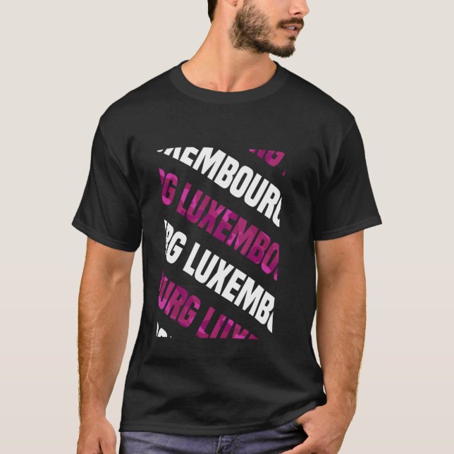 Luxembourg Camo Pattern Pink Camouflage T-Shirt (Front)