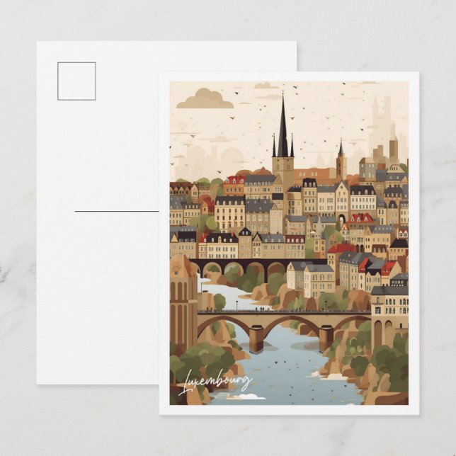 Luxembourg City Art Travel Place illustration Postcard (Front/Back)