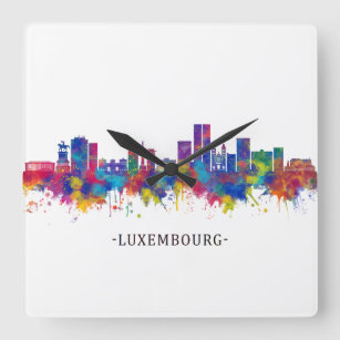 Luxembourg City Skyline Square Wall Clock