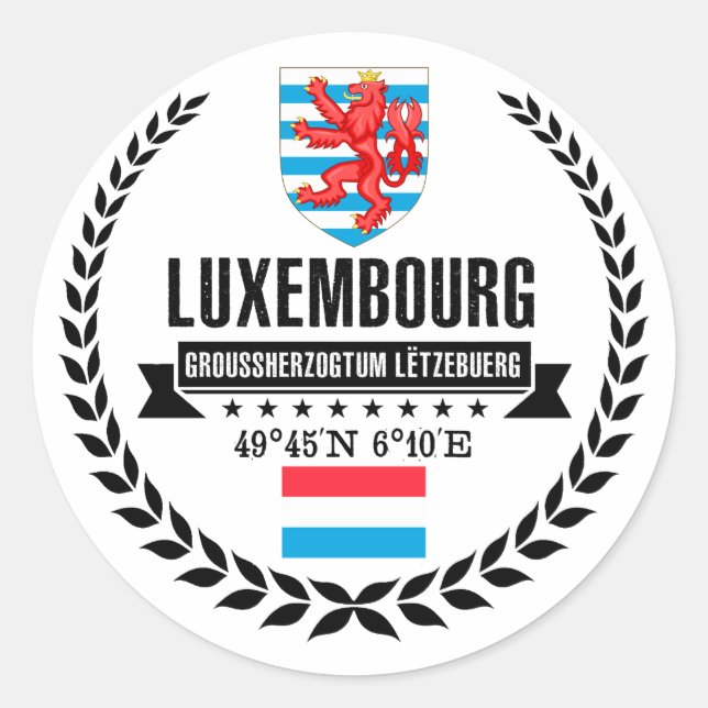 Luxembourg Classic Round Sticker (Front)