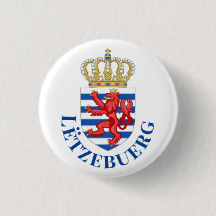 Luxembourg coat of arms (with name underneath) 1 inch round button