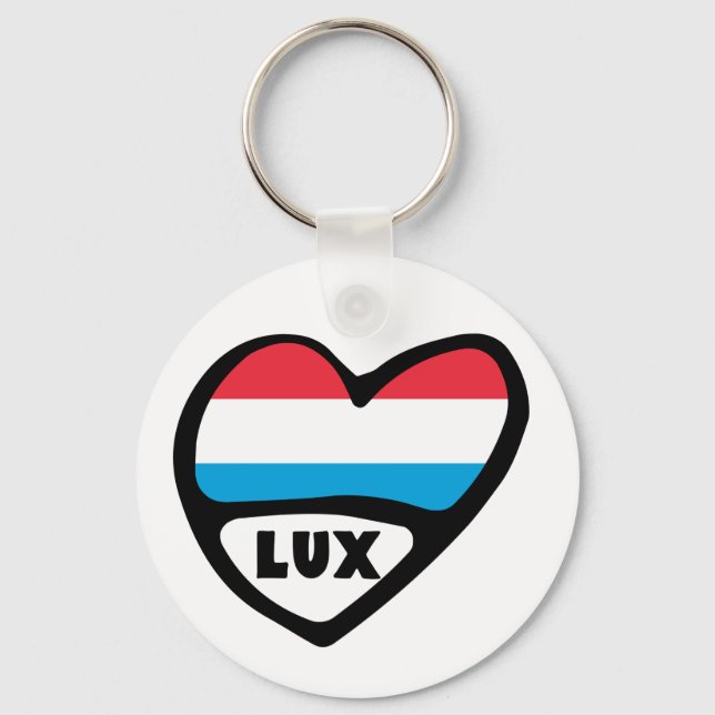 Luxembourg Country Code Flag Heart LUX Keychain (Front)