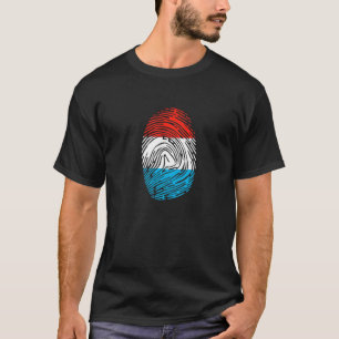 Luxembourg Country Flag Fingerprint DNA T-Shirt