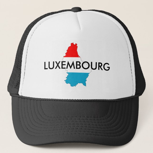 luxembourg country flag map shape silhouette trucker hat (Front)