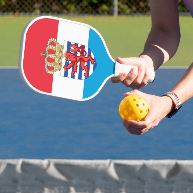Luxembourg flag/ coat of arms pickleball paddle (Insitu)