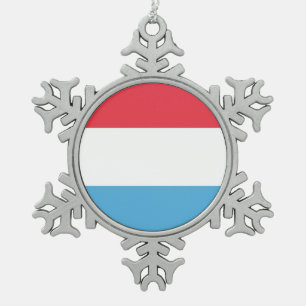 Luxembourg Flag Emblem Snowflake Pewter Christmas Ornament