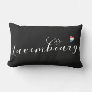 Luxembourg Flag Heart, Luxembourger Lumbar Pillow