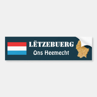 Luxembourg Flag + Map Bumper Sticker