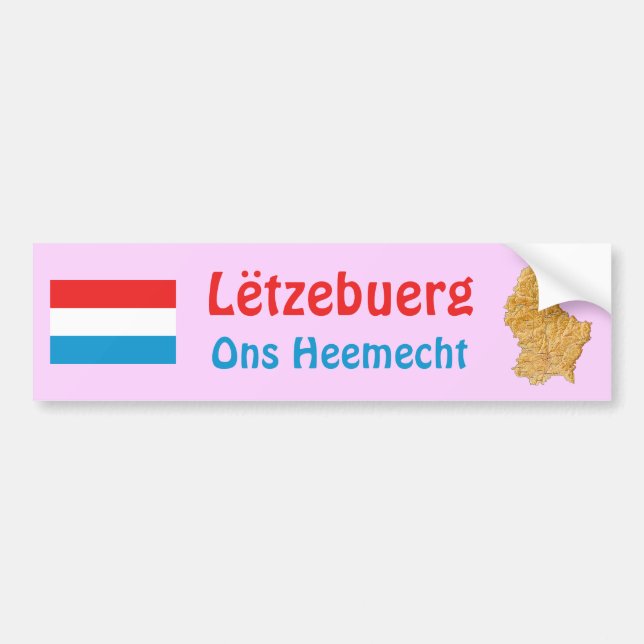 Luxembourg Flag + Map Bumper Sticker (Front)