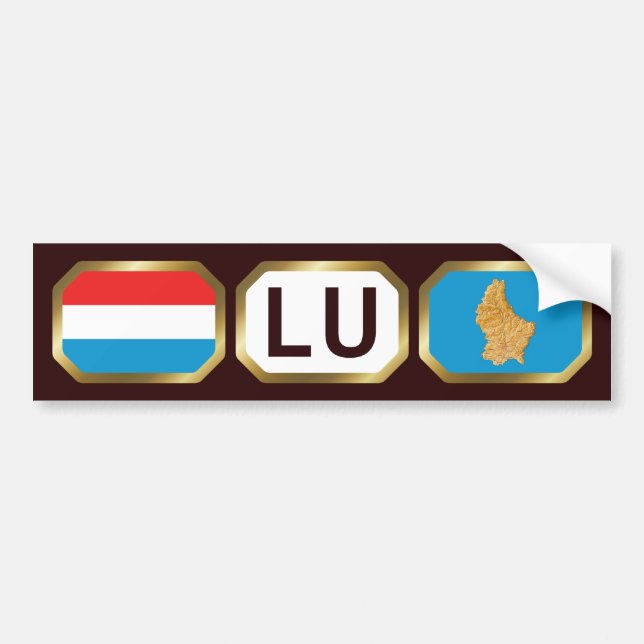 Luxembourg Flag Map Code Bumper Sticker (Front)