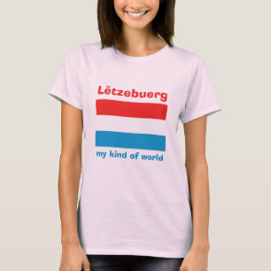 Luxembourg Flag + Map + Text T-Shirt