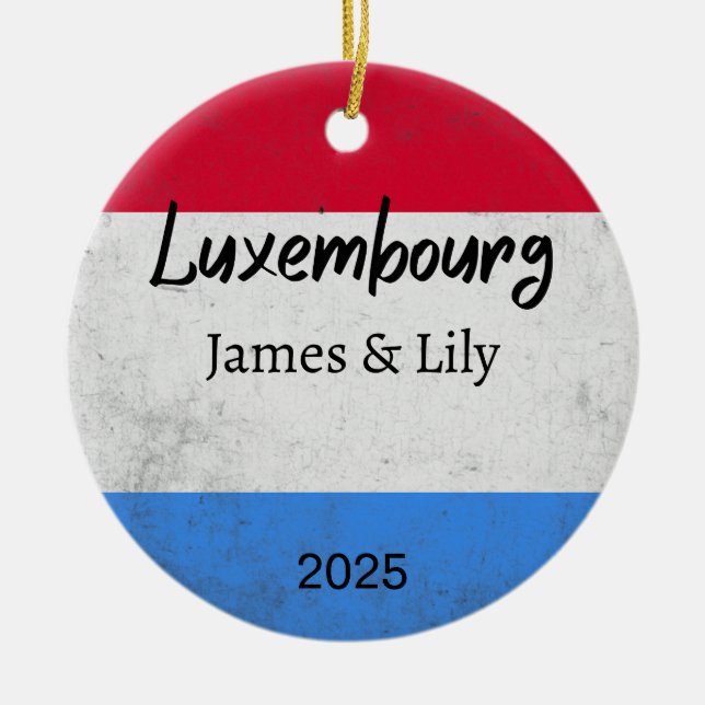 Luxembourg Flag Ornament, Personalized Luxembourg Ceramic Ornament (Front)