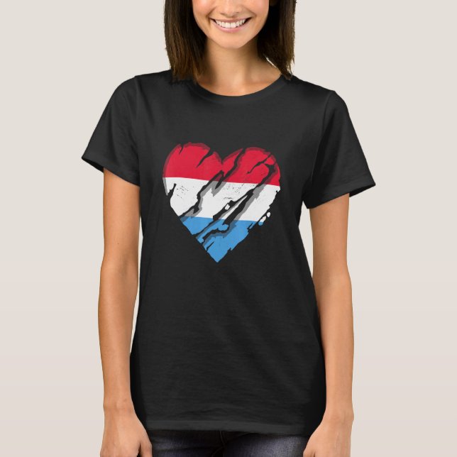Luxembourg Heart Luxembourg Flag Luxembourg Pride  T-Shirt (Front)
