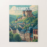 Luxembourg Illustration Travel Art Vintage Jigsaw Puzzle<br><div class="desc">Luxembourg retro vector travel design. Luxembourg,  the heart of Europe,  is a small yet stunning country known for its medieval fortresses,  scenic valleys,  and cosmopolitan capital.</div>