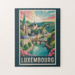 Luxembourg Landscape Illustration Travel Art Retro Jigsaw Puzzle<br><div class="desc">Luxembourg retro vector travel design. Luxembourg,  the heart of Europe,  is a small yet stunning country known for its medieval fortresses,  scenic valleys,  and cosmopolitan capital.</div>