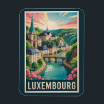 Luxembourg Landscape Illustration Travel Art Retro Magnet<br><div class="desc">Luxembourg retro vector travel design. Luxembourg,  the heart of Europe,  is a small yet stunning country known for its medieval fortresses,  scenic valleys,  and cosmopolitan capital.</div>